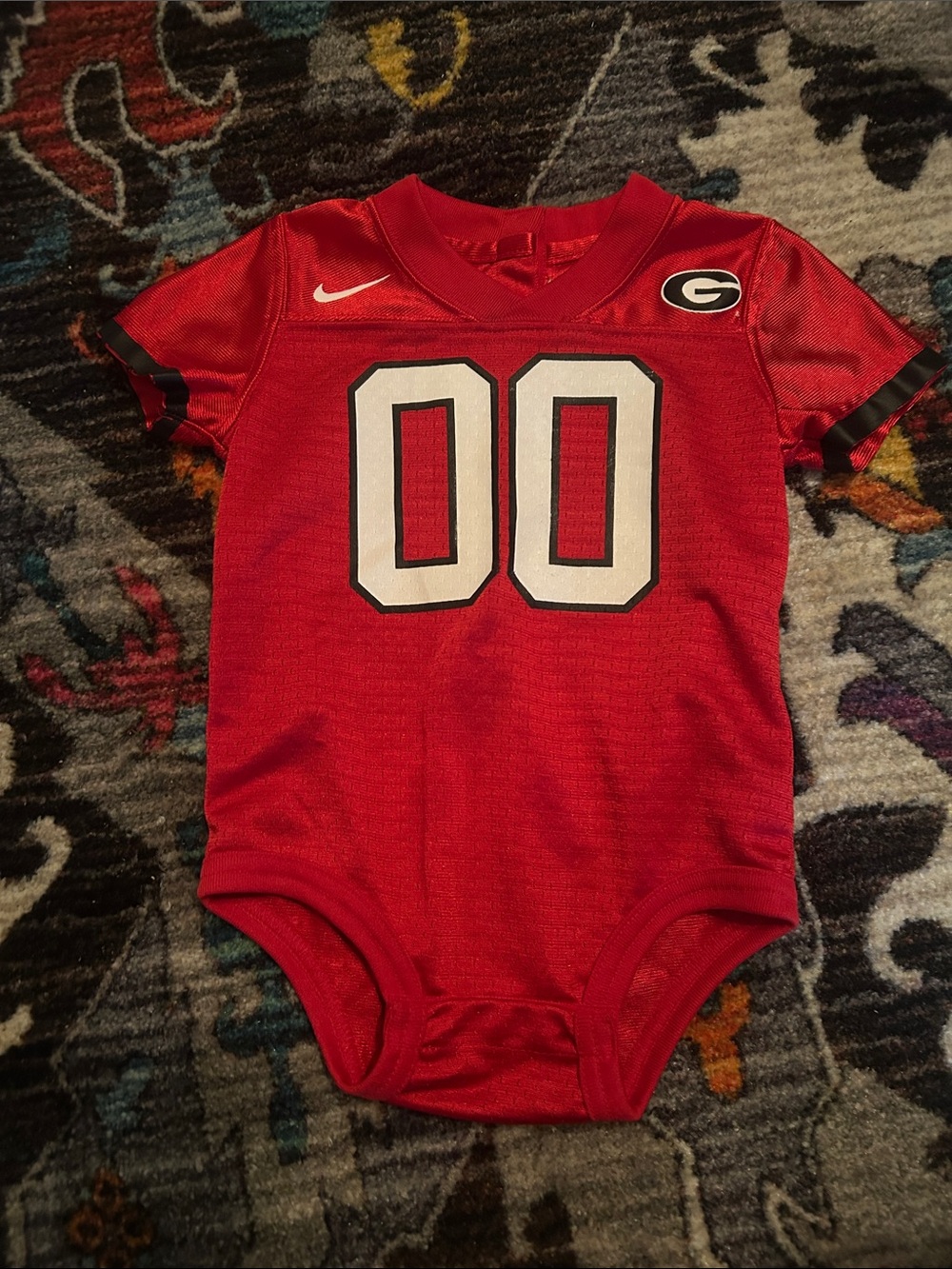 Nike Red Georgia Bulldogs Infant Football Bodysuit with White Number